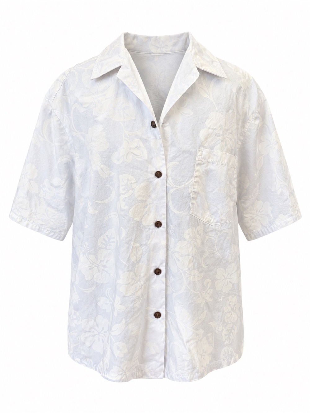 RJC Made in Hawaii White Floral Hawaiian Camp Shirt 2XL Cotton Blend Tropical